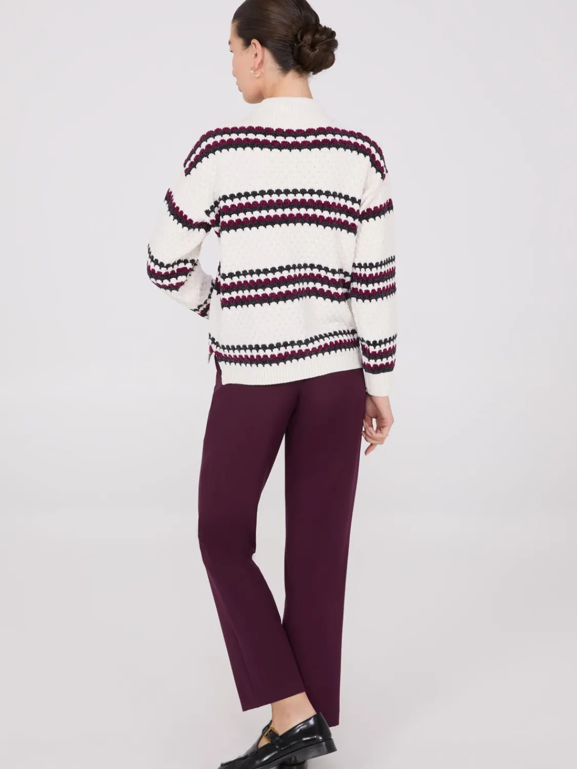 Suzy Shier Long Sleeve|Sweaters & Cardigans>Striped Chenille Mock Neck Sweater