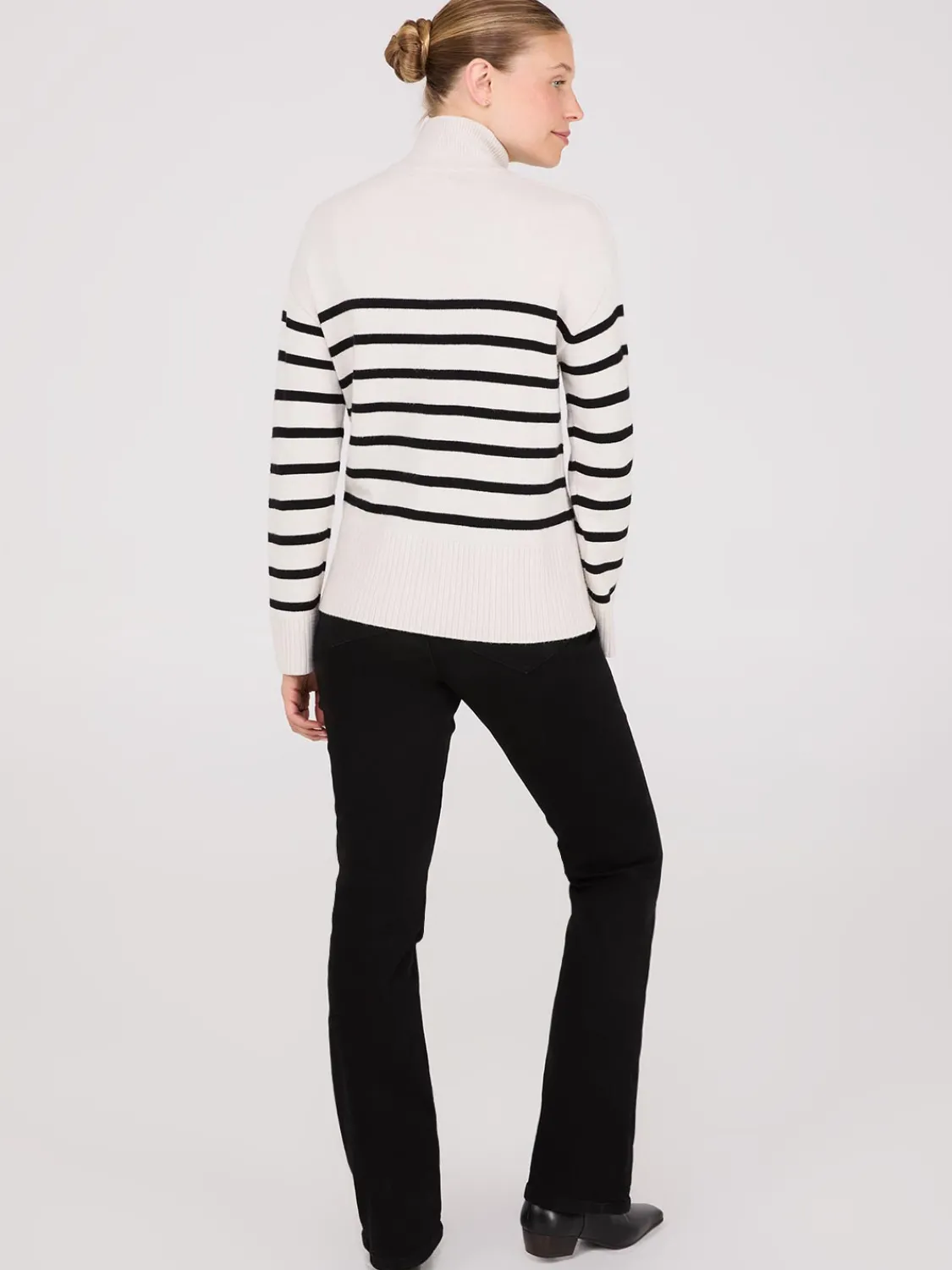 Suzy Shier Long Sleeve|Sweaters & Cardigans>Striped Zip-Front Sweater