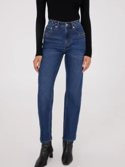 Suzy Shier Jeans|Pants>Studded Straight Leg Jeans