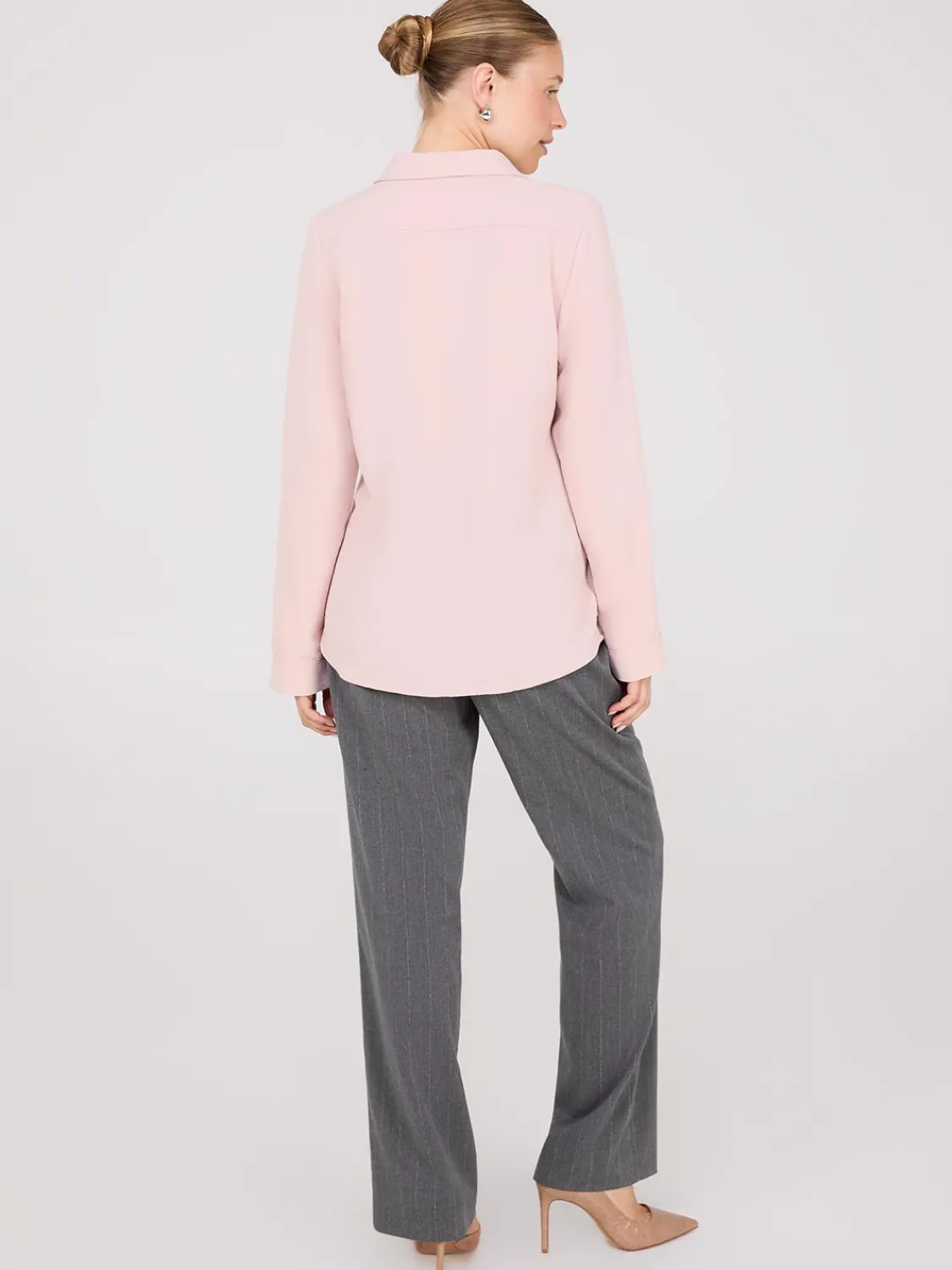 Suzy Shier Tops|Blouses>Textured Utility Pocket Blouse