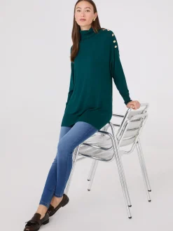 Suzy Shier Long Sleeve|Sweaters & Cardigans>Turtleneck Sweater With Button Details