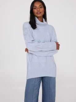 Suzy Shier Long Sleeve|Sweaters & Cardigans>Twisted Cable Knit Turtleneck Sweater
