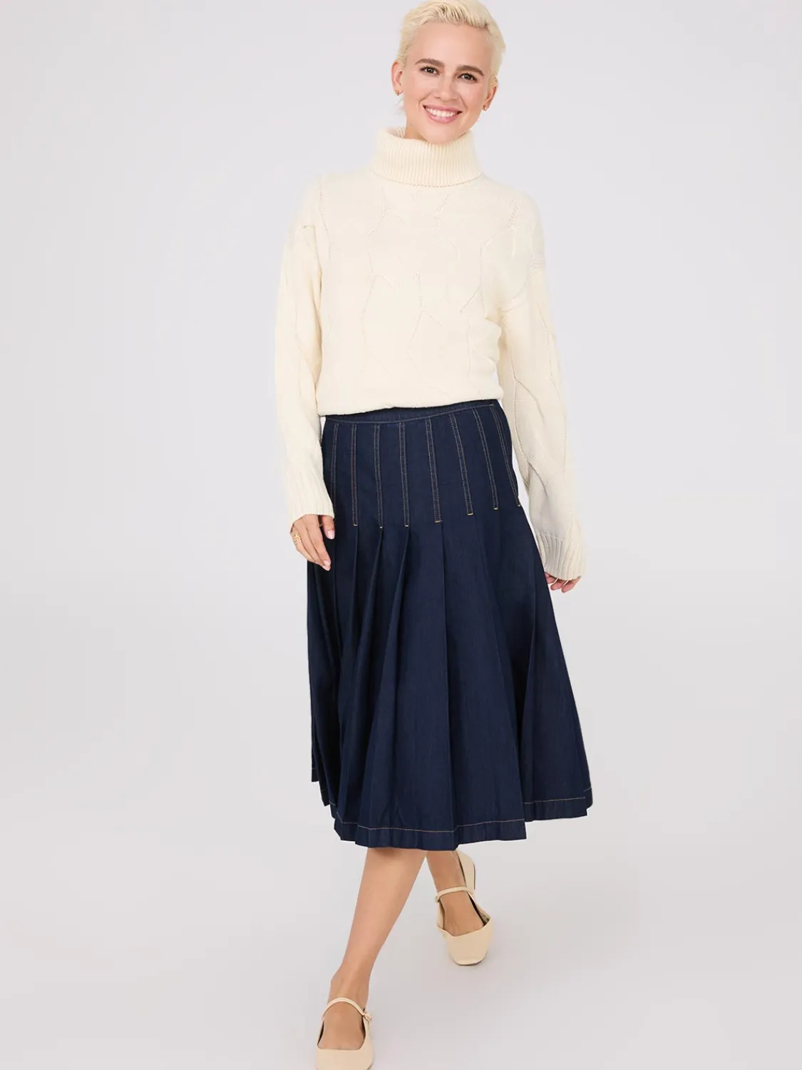 Suzy Shier Long Sleeve|Sweaters & Cardigans>Twisted Cable Knit Turtleneck Sweater