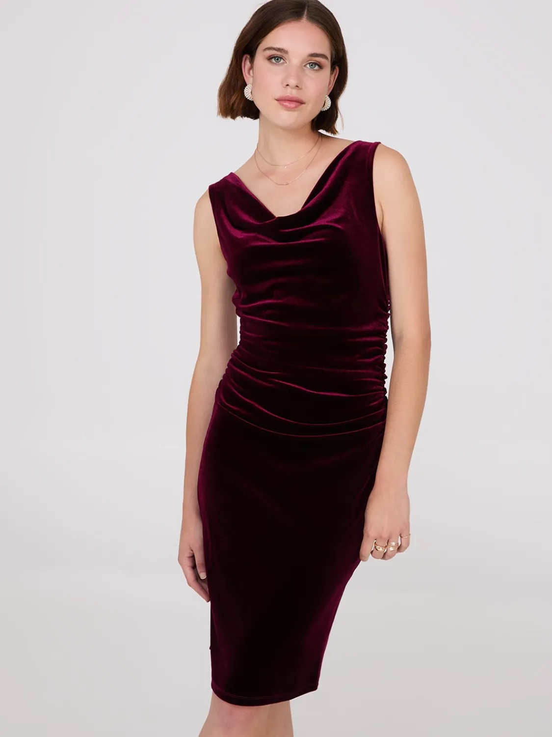 Suzy Shier Mini|Party Dresses>Velvet Cowl Neck Dress