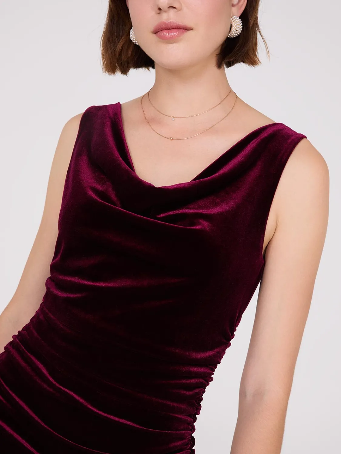 Suzy Shier Mini|Party Dresses>Velvet Cowl Neck Dress
