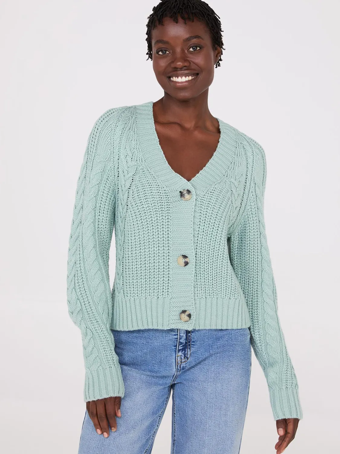 Suzy Shier Long Sleeve|Sweaters & Cardigans>V-Neck Multi Cable Cardigan
