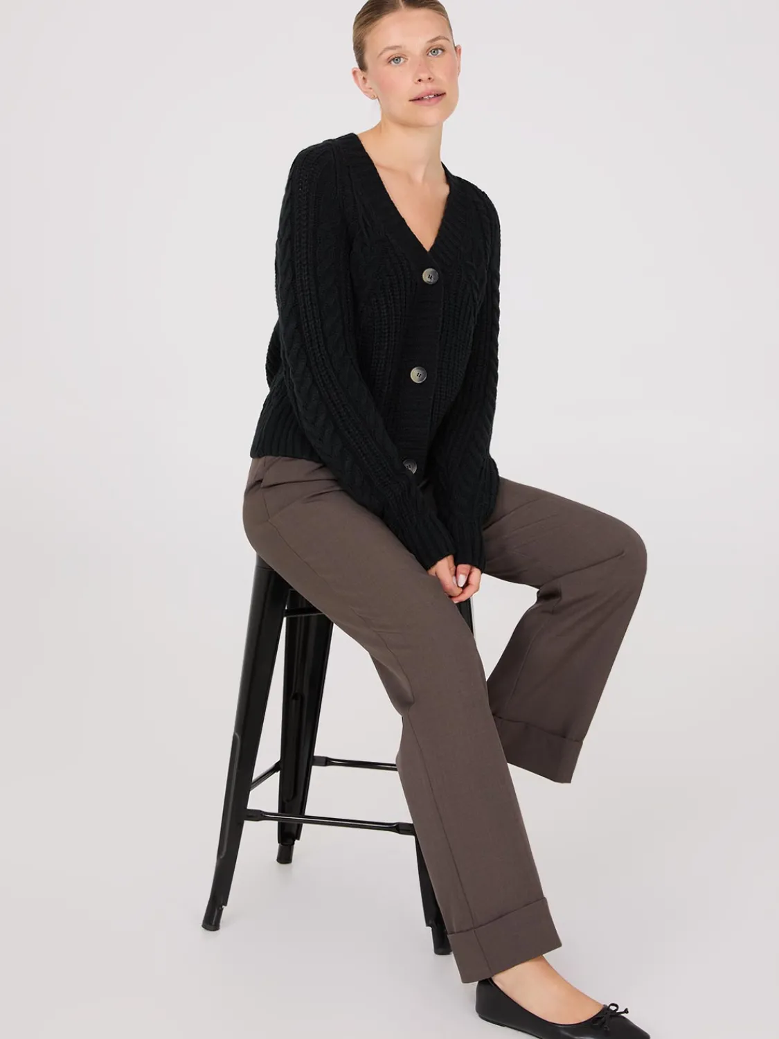 Suzy Shier Long Sleeve|Sweaters & Cardigans>V-Neck Multi Cable Cardigan