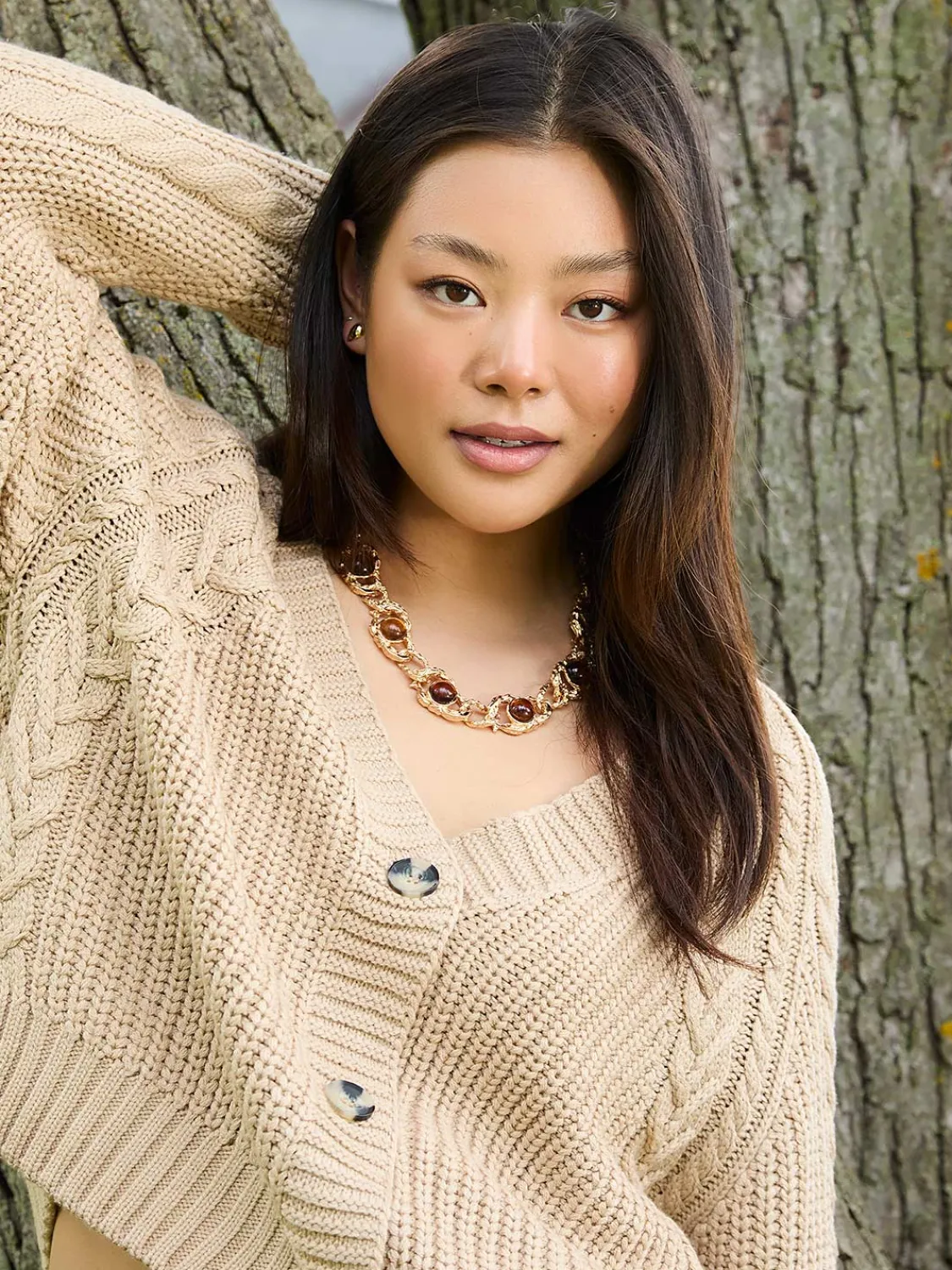Suzy Shier Long Sleeve|Sweaters & Cardigans>V-Neck Multi Cable Cardigan