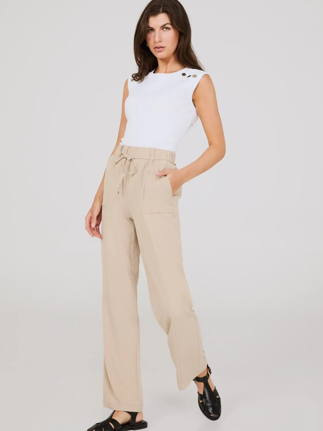 Suzy Shier Bottoms|Pants>Wide-Leg Pants With Porkchop Pockets