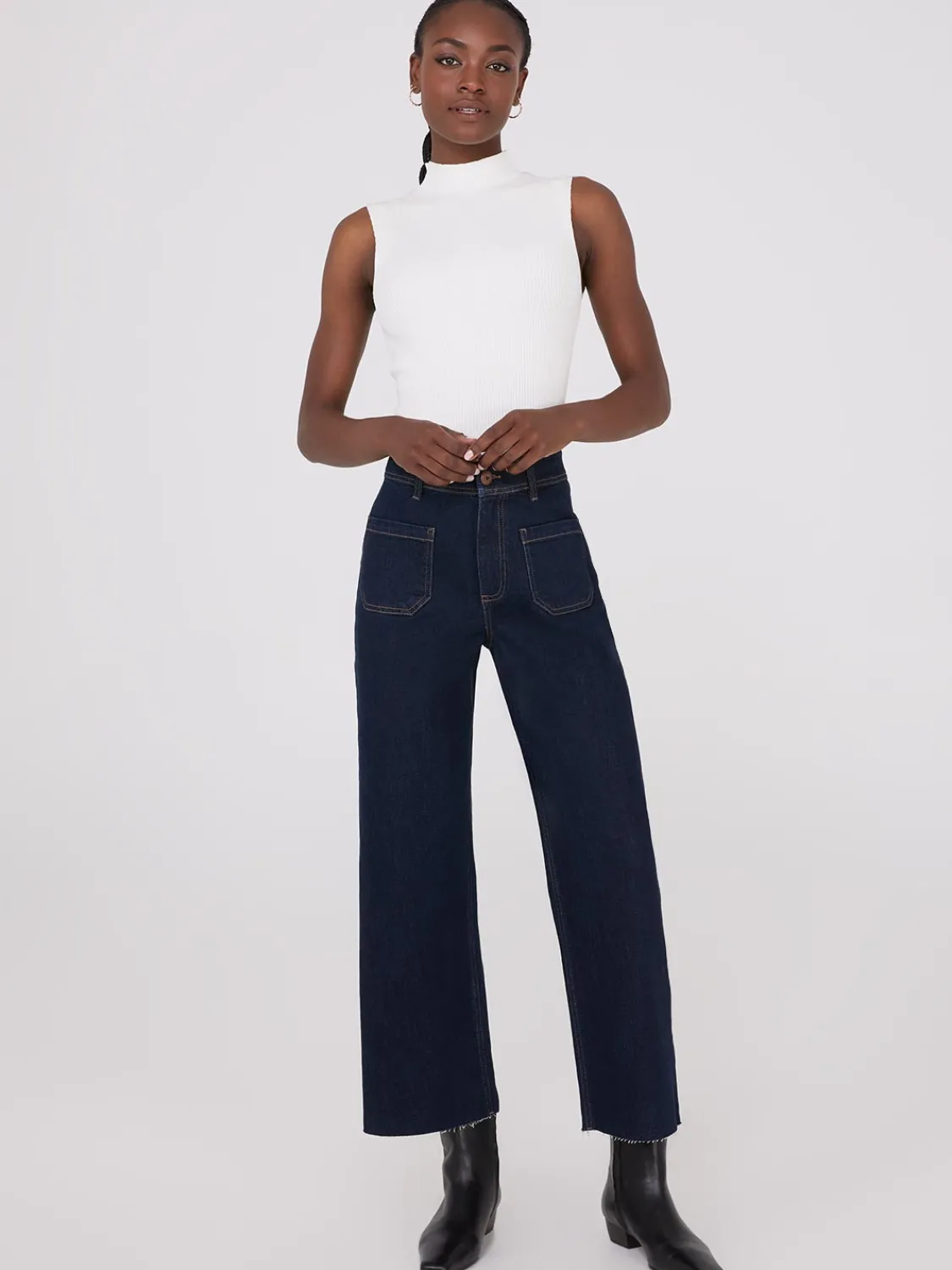 Suzy Shier Jeans|Pants>Wide-Leg Raw Edge Jeans