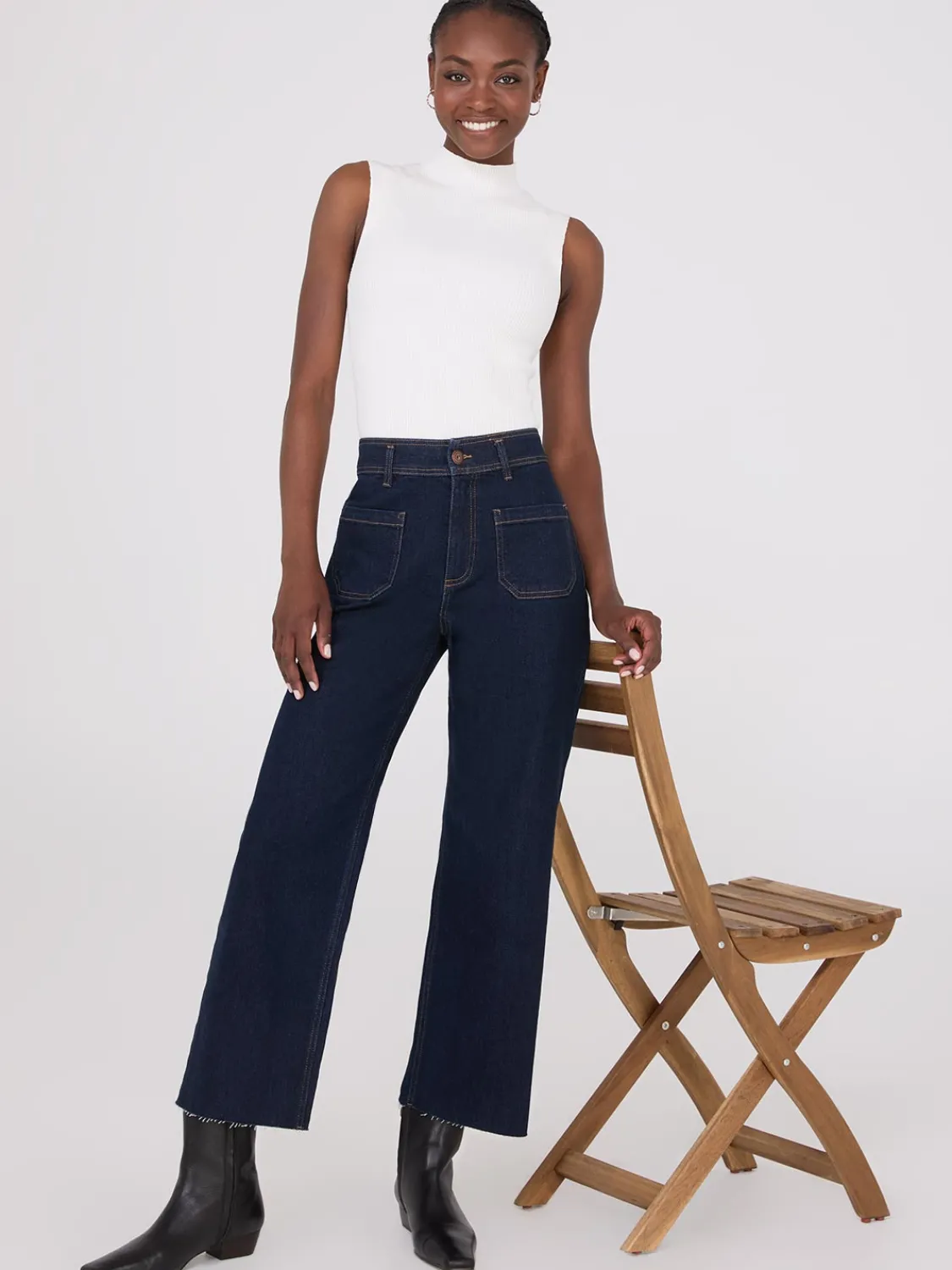 Suzy Shier Jeans|Pants>Wide-Leg Raw Edge Jeans