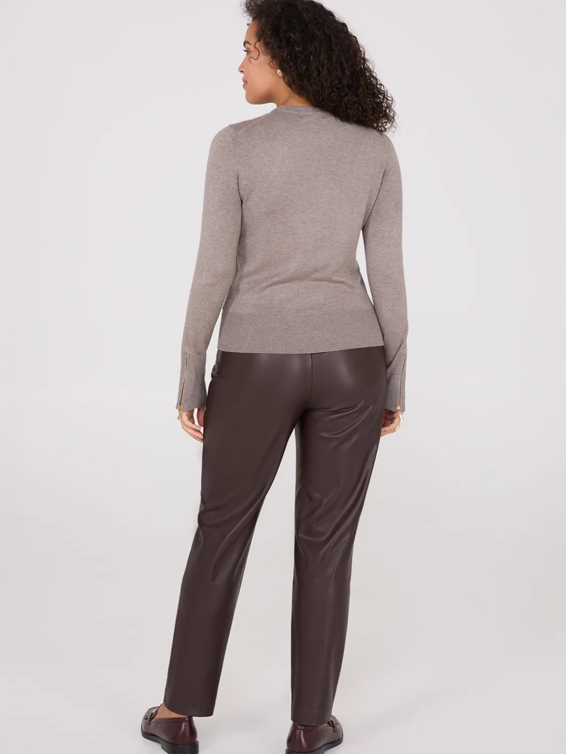 Suzy Shier Long Sleeve|Sweaters & Cardigans>Zip Sleeve Crew Neck Sweater
