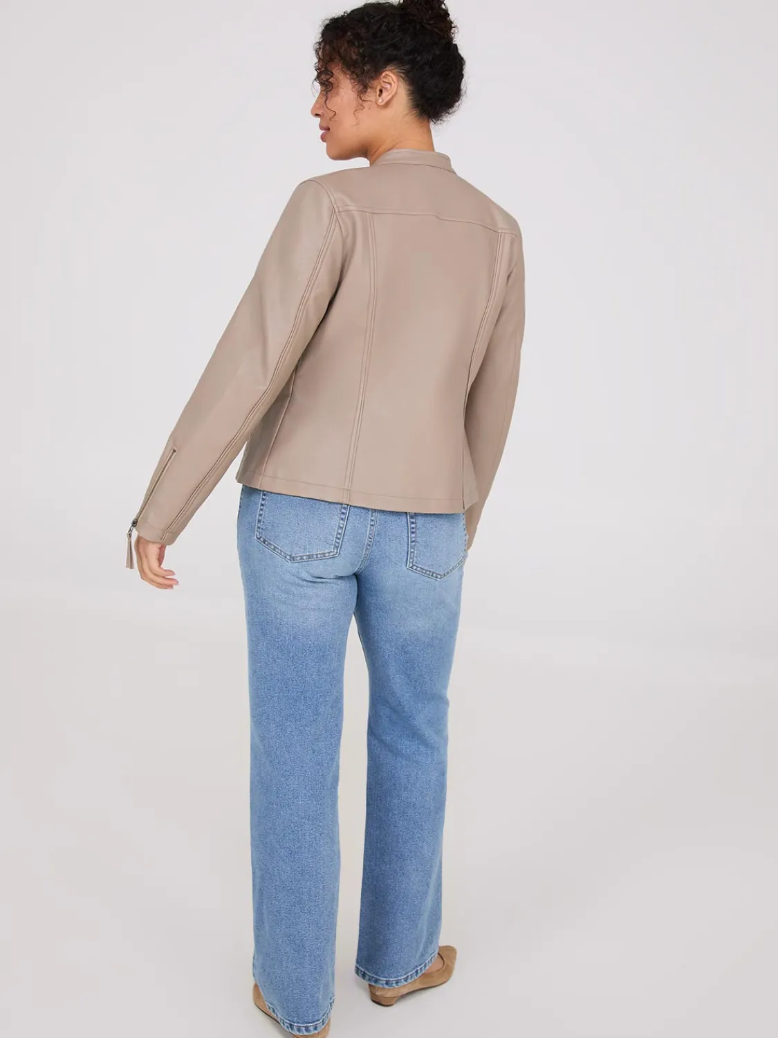 Suzy Shier Puffers & Jackets|Puffers & Jackets>Zip-Front Faux Leather Jacket